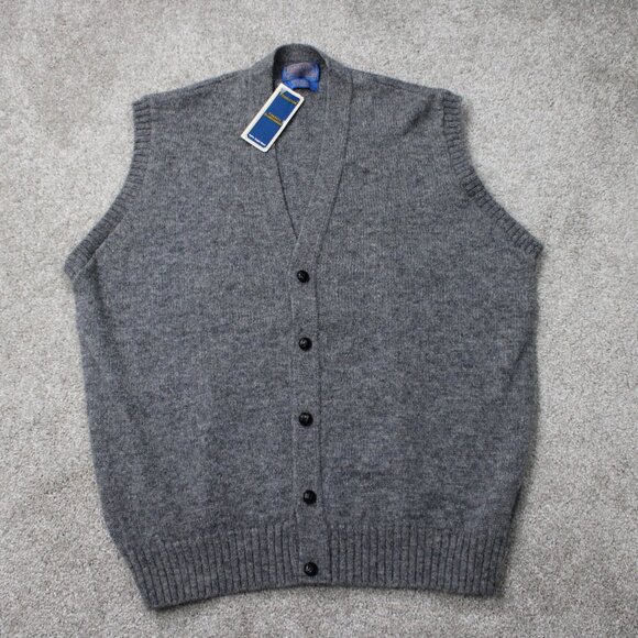 Pendleton Sweater Vest NWT Mens XL Gray 100% Shetland Wool Sleeveless Button - Picture 1 of 13